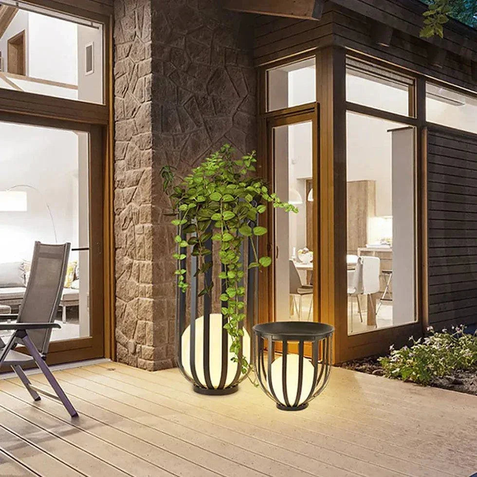 Lampadaire D'Extérieur Lanterne Sphérique En Fer - Clowas.fr