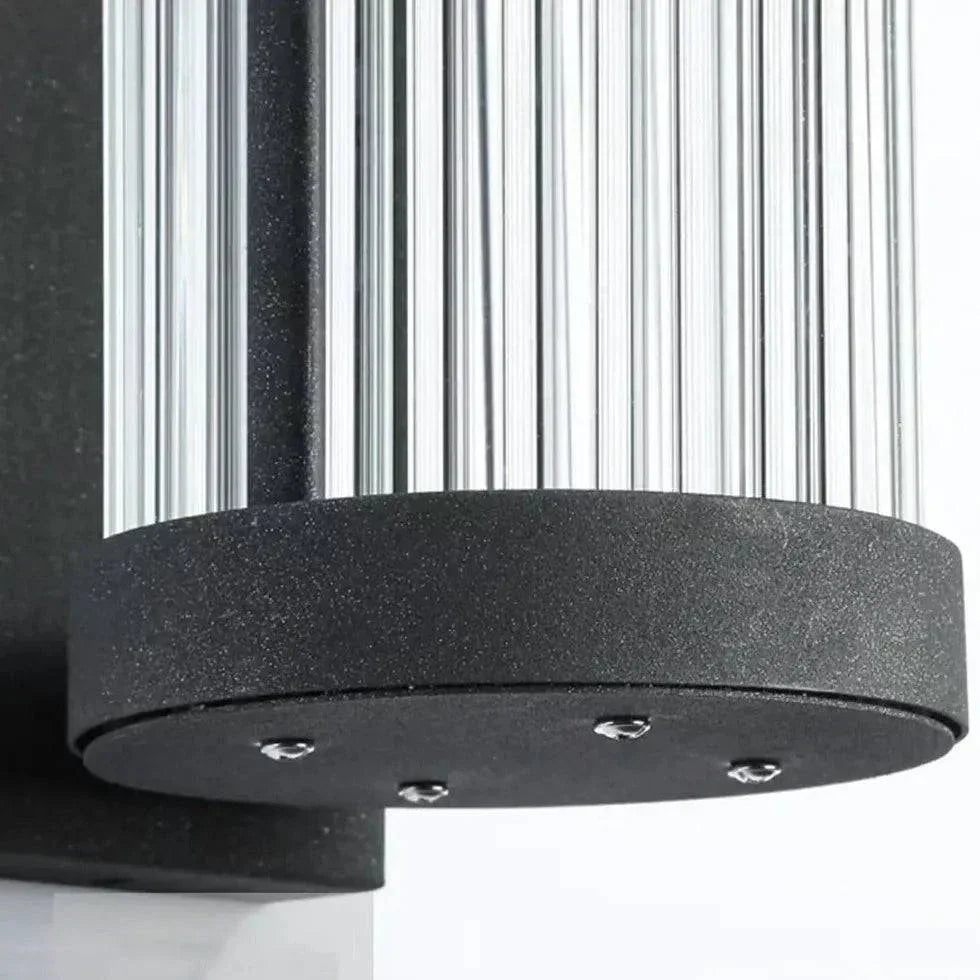 Applique Murale D'Extérieur Cylindrique En Verre Rayé - Clowas.fr