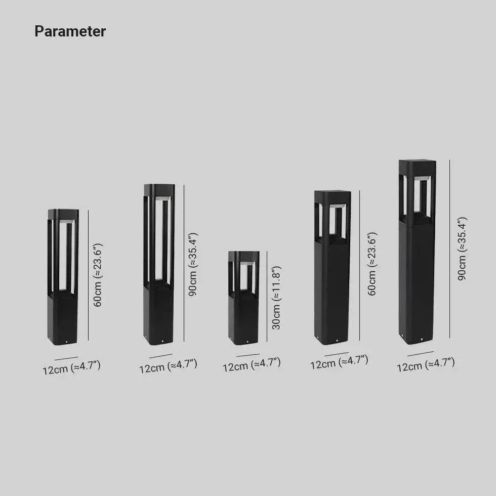 Colonne Lumineuse D'Extérieur Rectangulaire Creuse Noire À Capteur - Clowas.fr