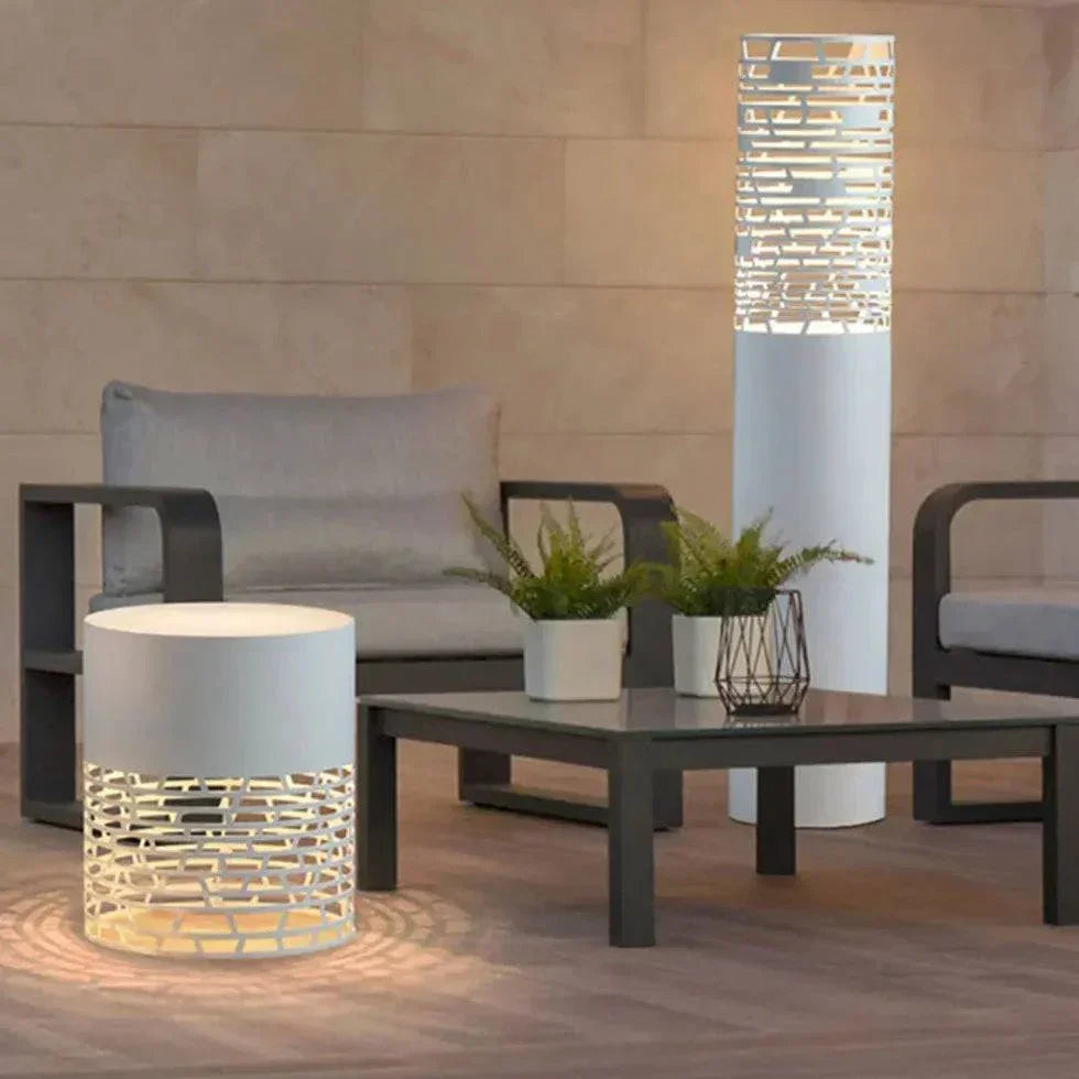 Lampadaire D'Extérieur Blanc Cylindrique Cut - Clowas.fr