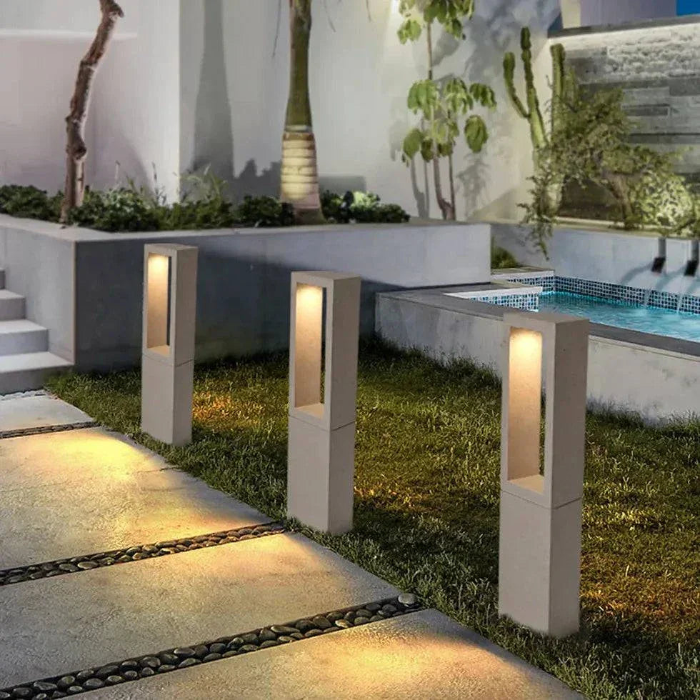 Lampe Borne Rectangulaire En Pierre Grise - Clowas.fr