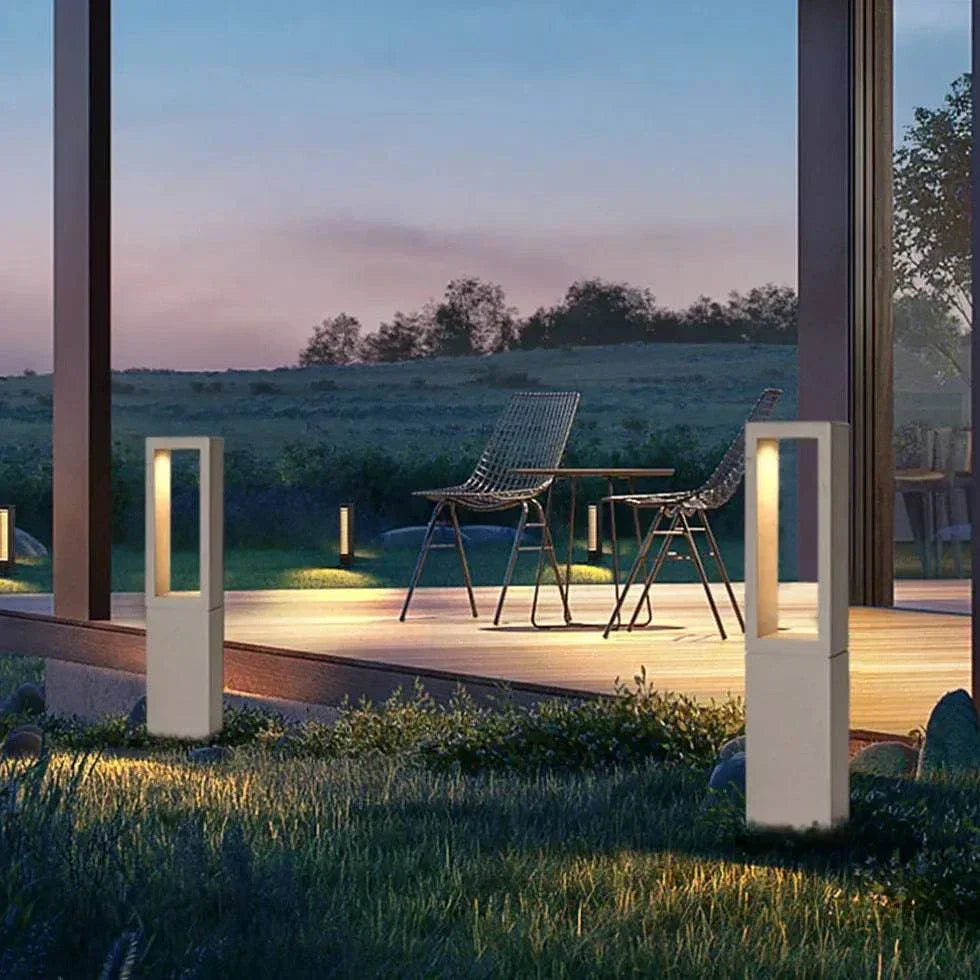 Lampe Borne Rectangulaire En Pierre Grise - Clowas.fr