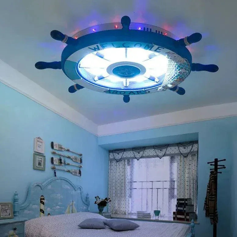 Lustre Chambre Bleu-Blanc En Forme De Roue - Clowas.fr