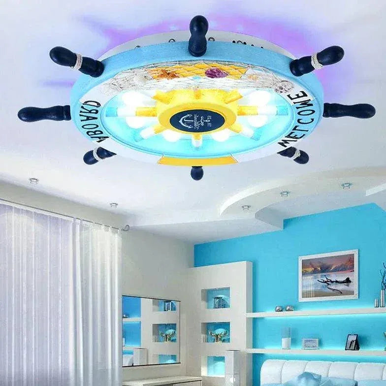 Lustre Chambre Bleu-Blanc En Forme De Roue - Clowas.fr