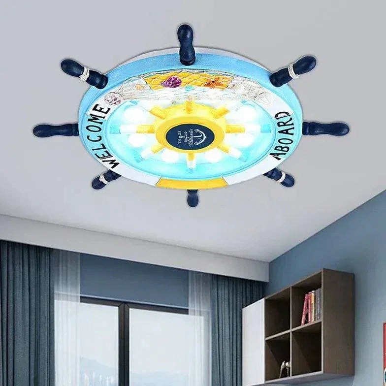 Lustre Chambre Bleu-Blanc En Forme De Roue - Clowas.fr