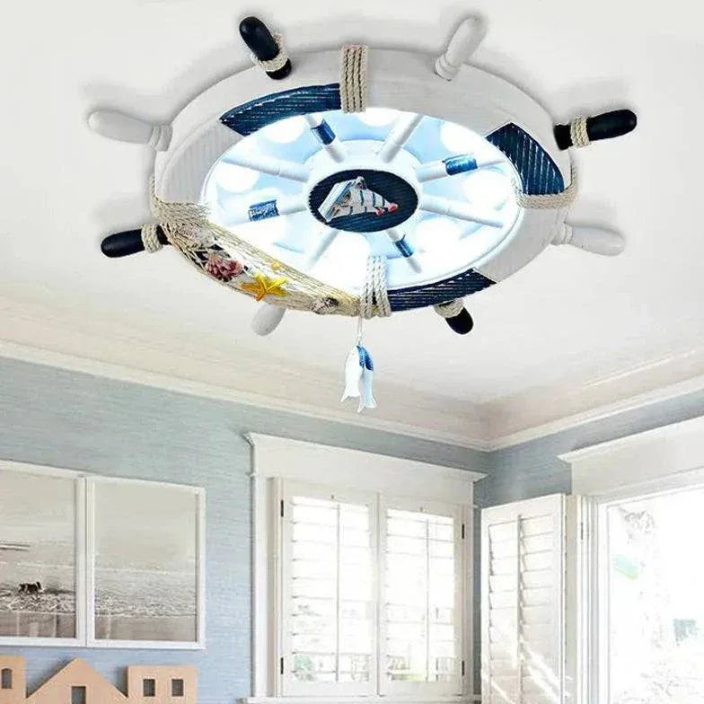 Lustre Chambre Bleu-Blanc En Forme De Roue - Clowas.fr