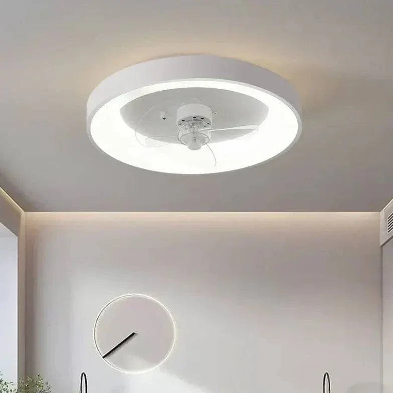 Ventilateur De Plafond Rond Blanc Avec Lumière - Clowas.fr