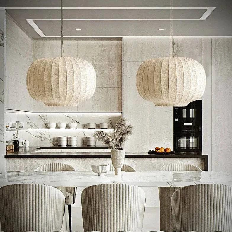 Lustre Blanc Rétro Style Lanterne En Tissu - Clowas.fr