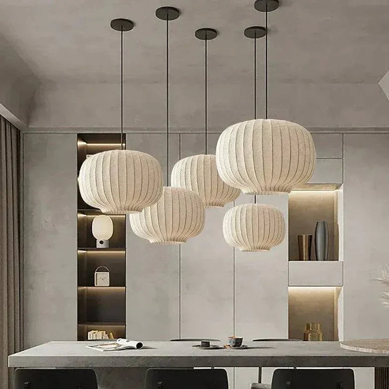 Lustre Blanc Rétro Style Lanterne En Tissu - Clowas.fr