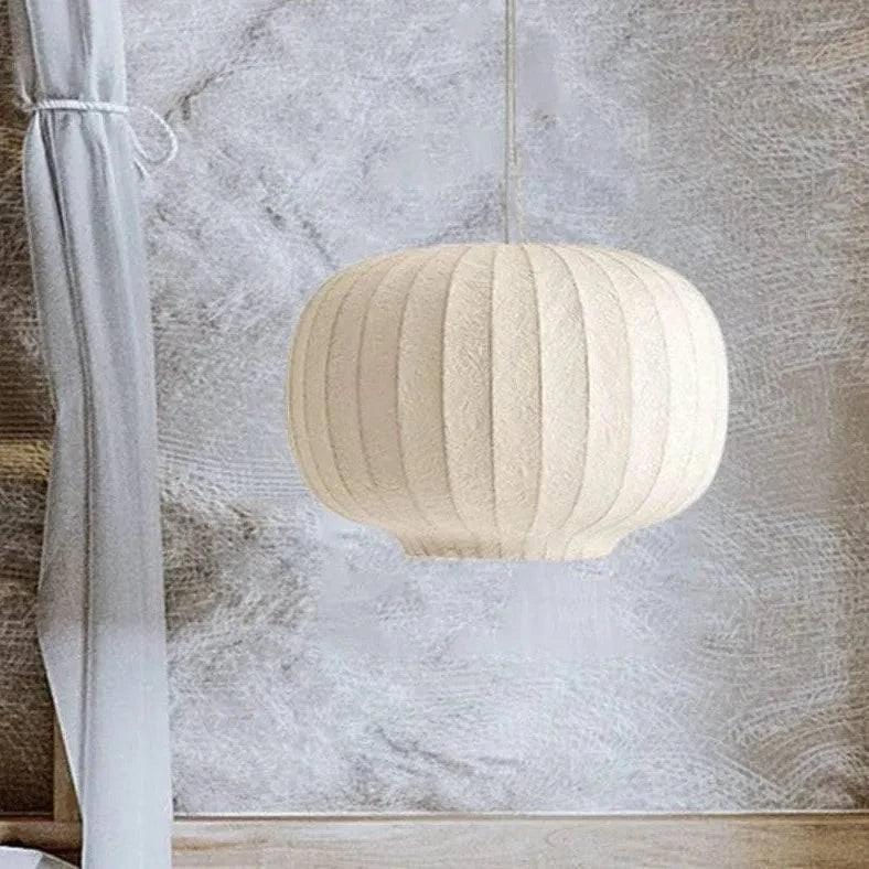 Lustre Blanc Rétro Style Lanterne En Tissu - Clowas.fr