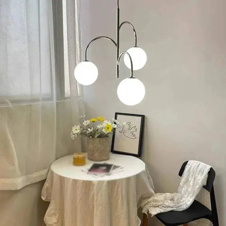 Lustre 3 Branches Verre Opale Rétro Nordique - Clowas.fr