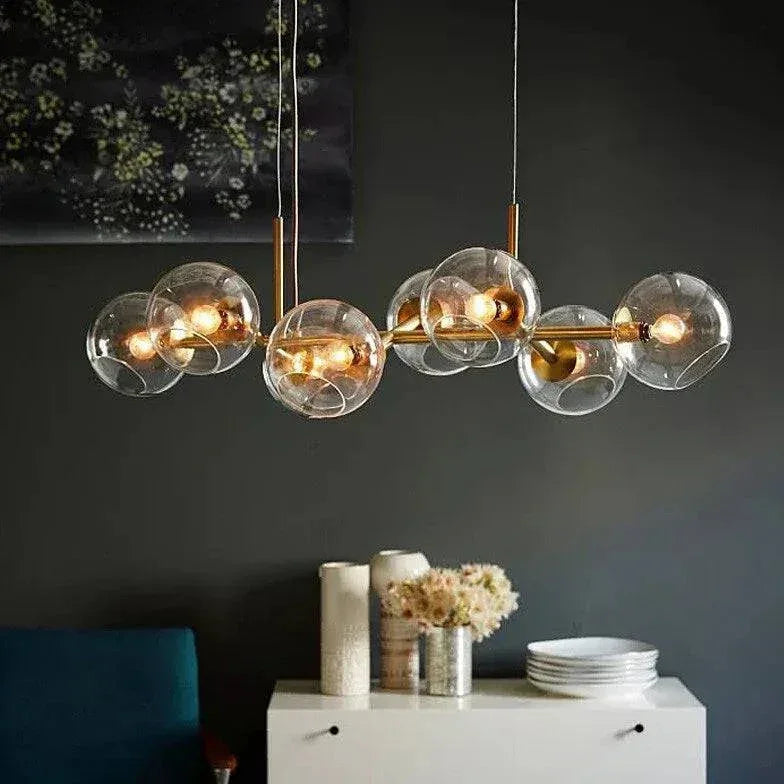 Lustre De Salon Multi-Boules En Verre Transparent - Clowas.fr