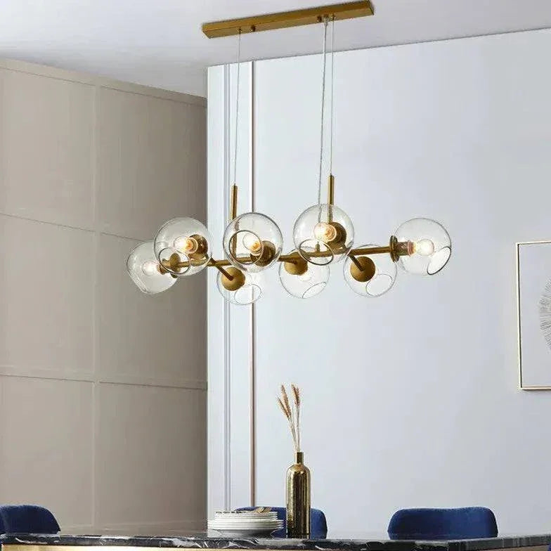 Lustre De Salon Multi-Boules En Verre Transparent - Clowas.fr