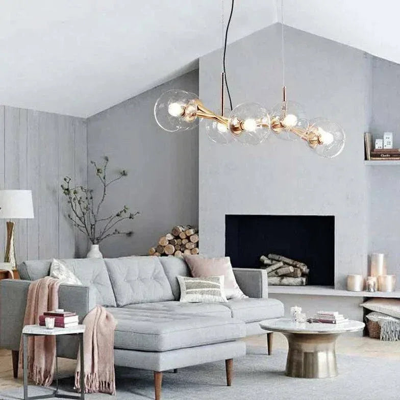 Lustre De Salon Multi-Boules En Verre Transparent - Clowas.fr