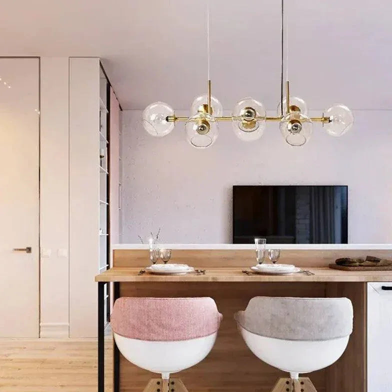 Lustre De Salon Multi-Boules En Verre Transparent - Clowas.fr