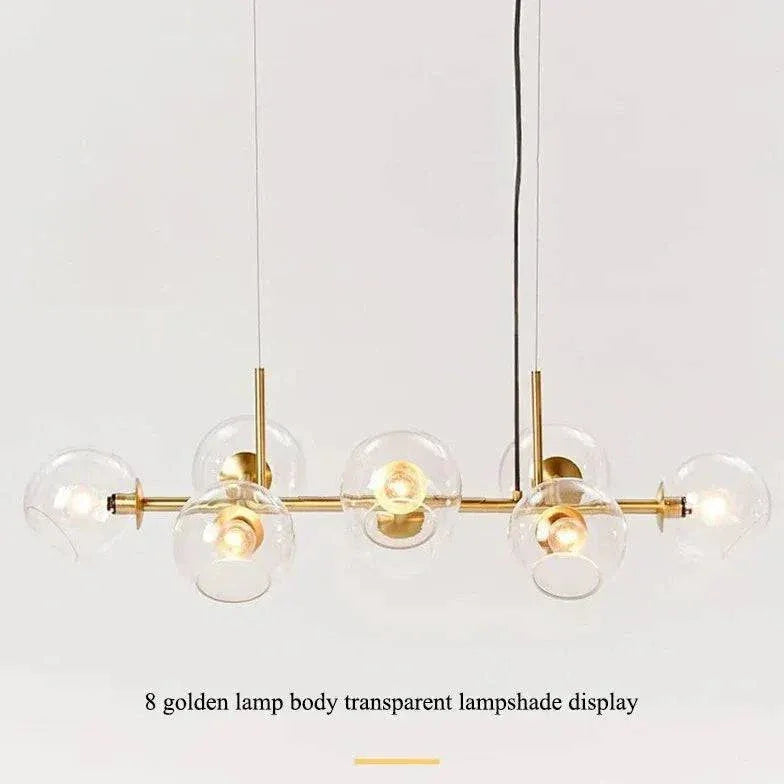 Lustre De Salon Multi-Boules En Verre Transparent - Clowas.fr