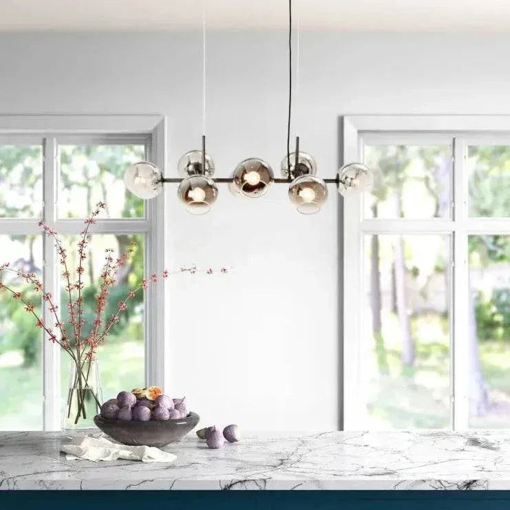 Lustre De Salon Multi-Boules En Verre Transparent - Clowas.fr