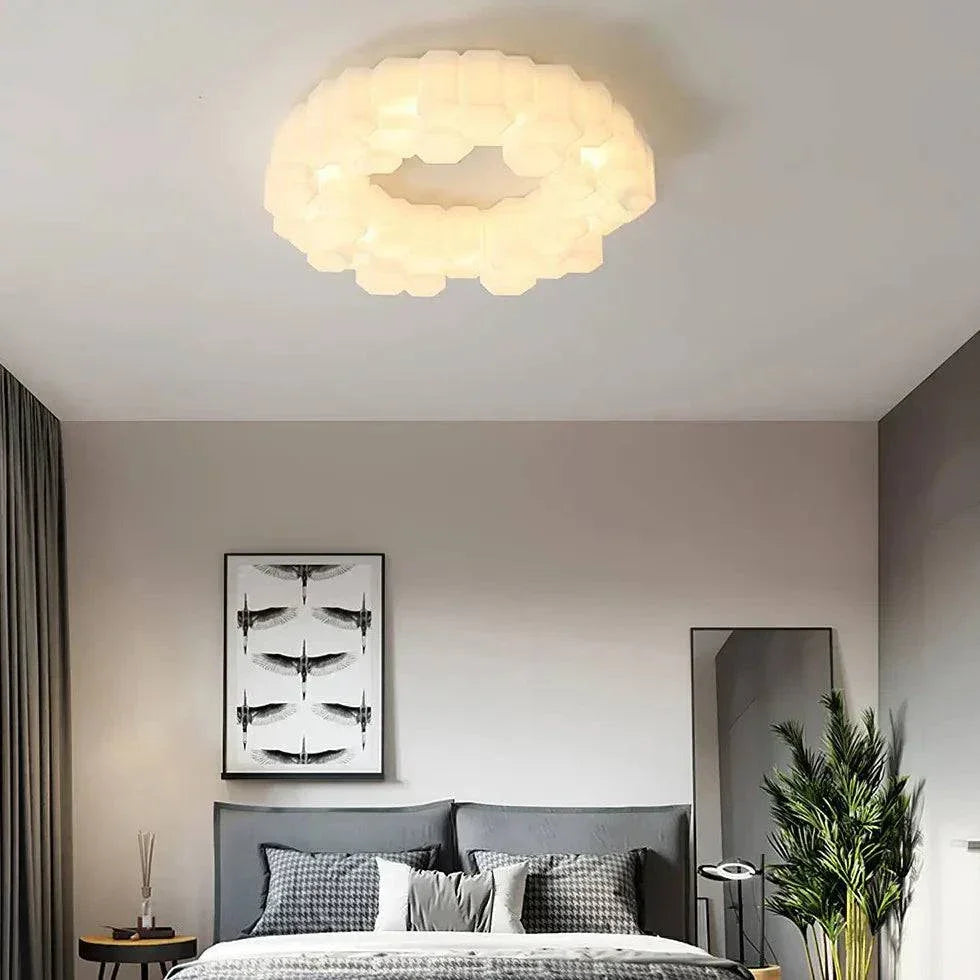Plafonnier Design Plafond Bas Style Nid D'Abeille Crème