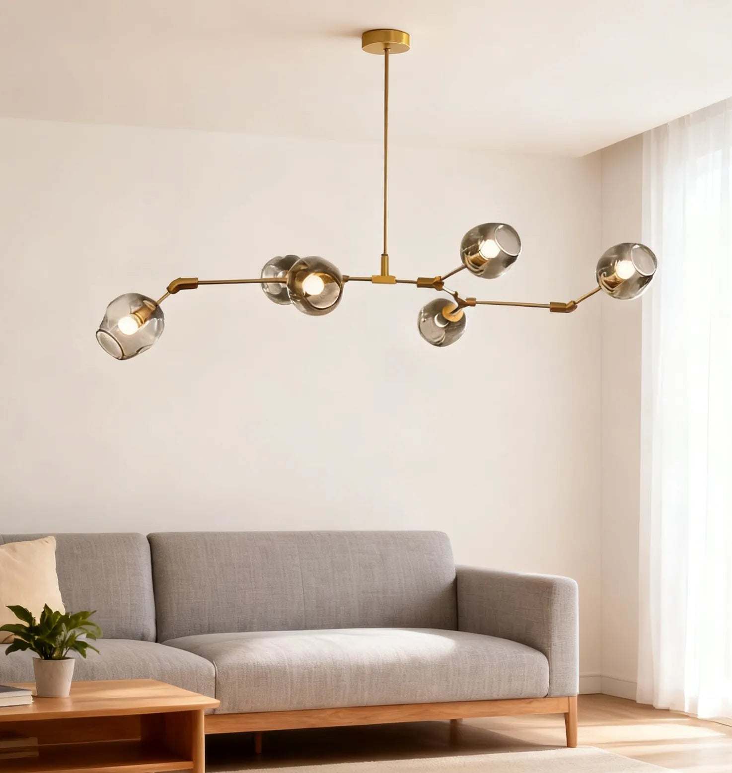 Lustre Créatif en Verre Moléculaire Rotatif pour Salon