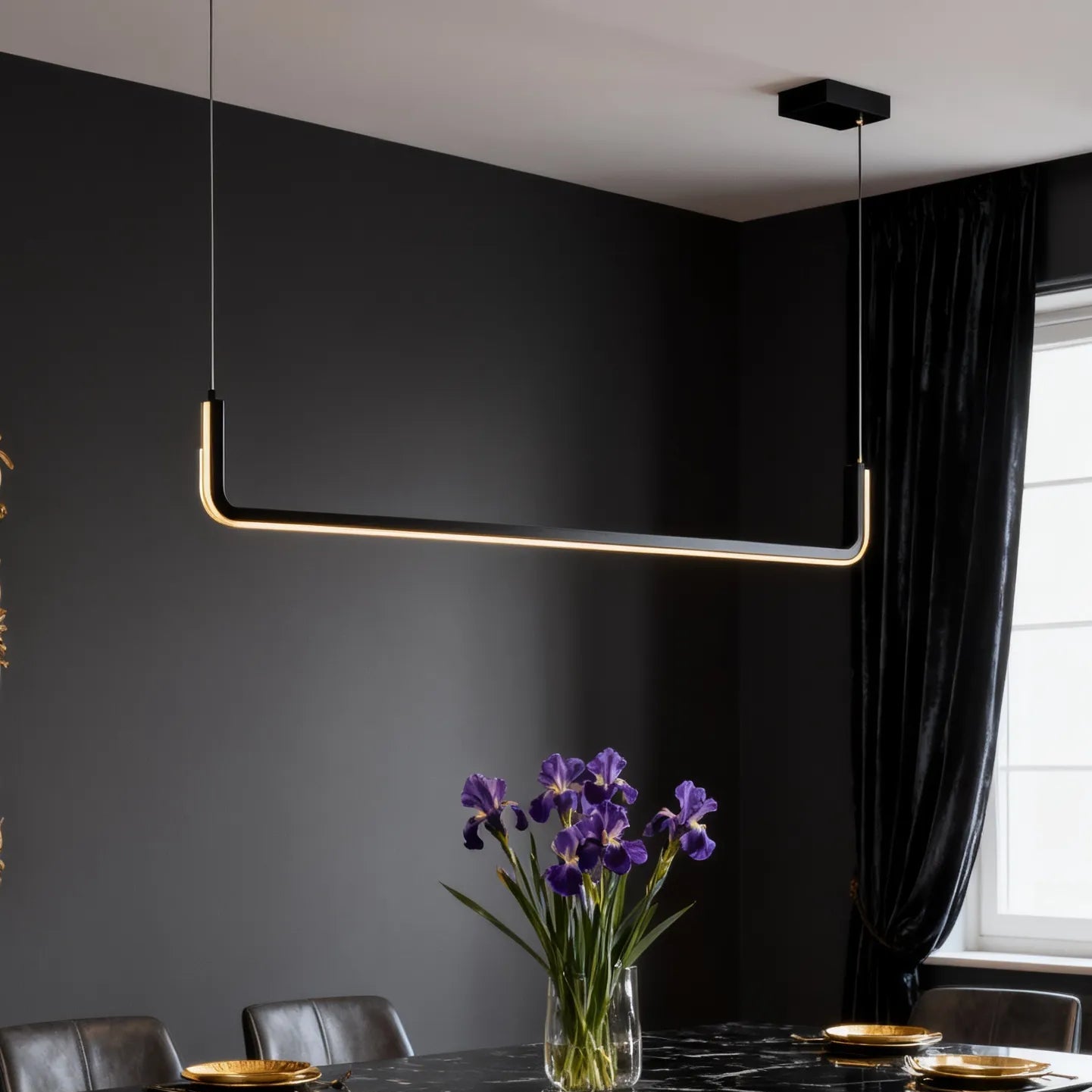 Suspension LED Minimaliste Longue pour Salle à Manger