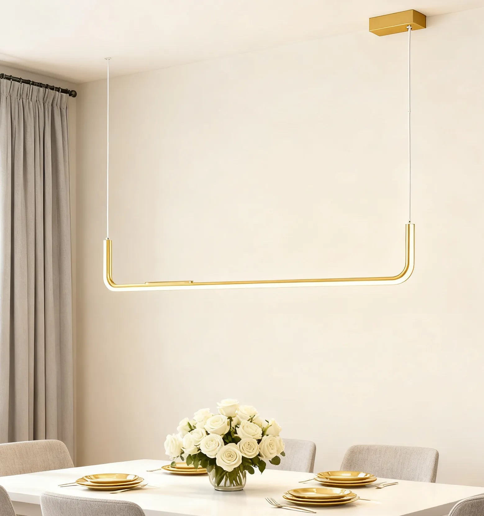 Suspension LED Minimaliste Longue pour Salle à Manger