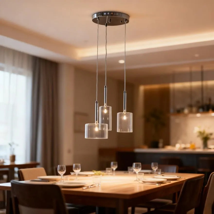 Suspension Simple Verre Cylindrique pour Salle à Manger
