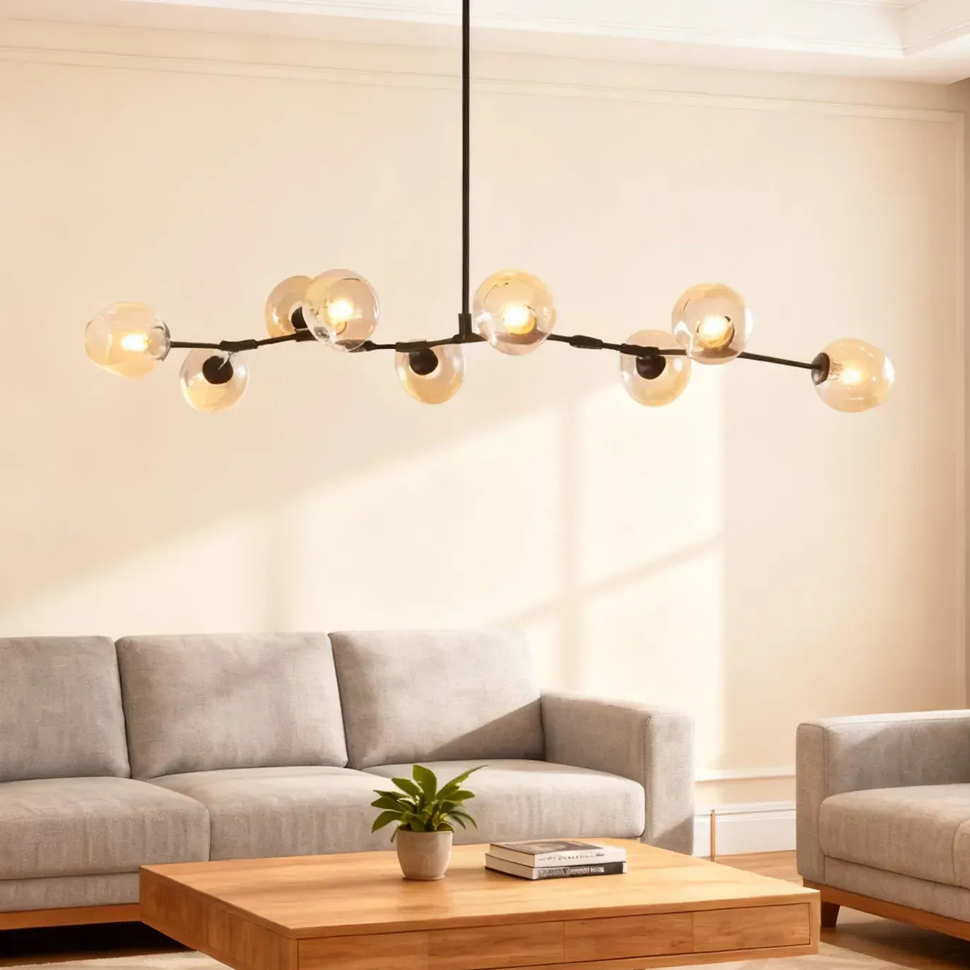 Lustre Créatif en Verre Moléculaire Rotatif pour Salon