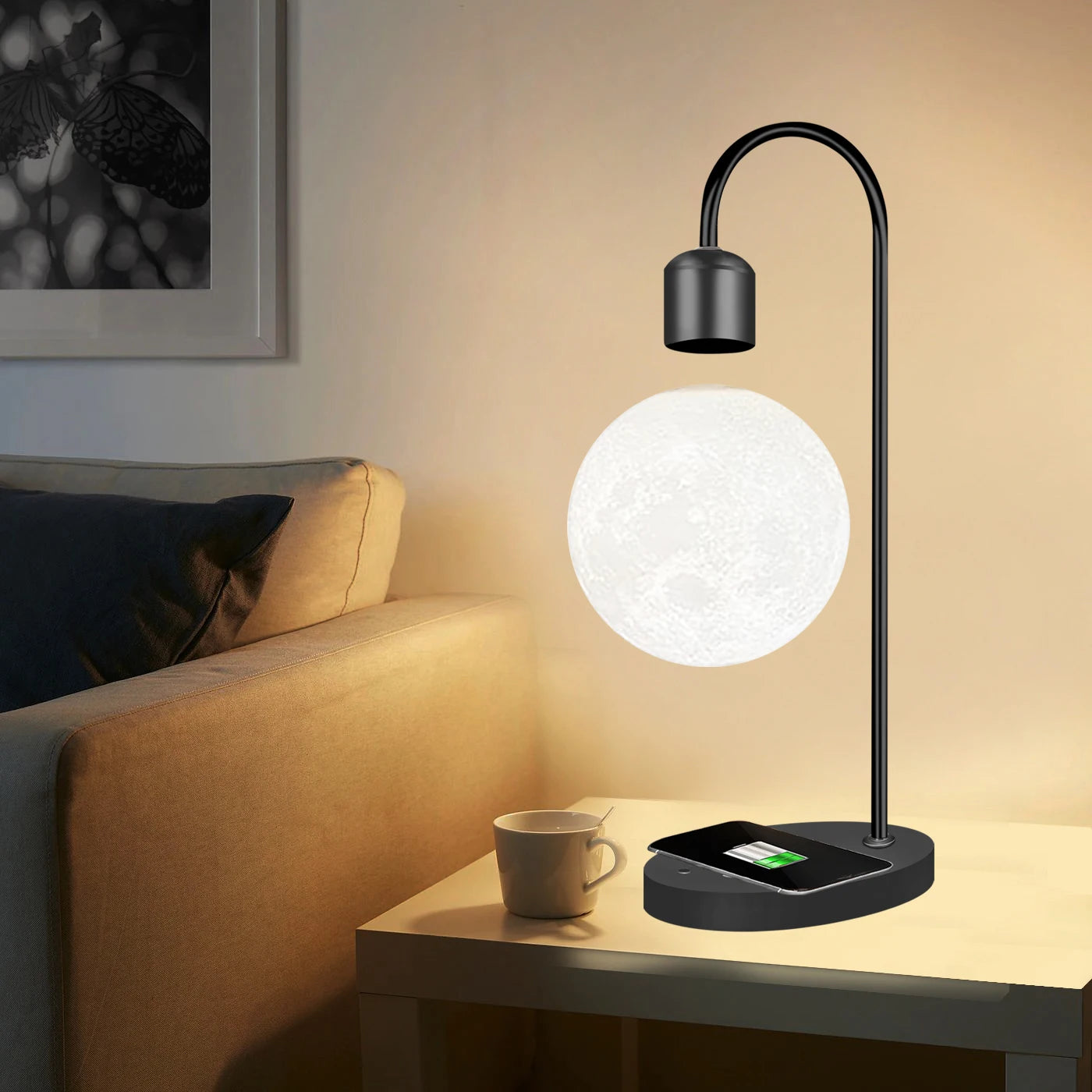 Lampe de lune en lévitation avec chargeur sans fil