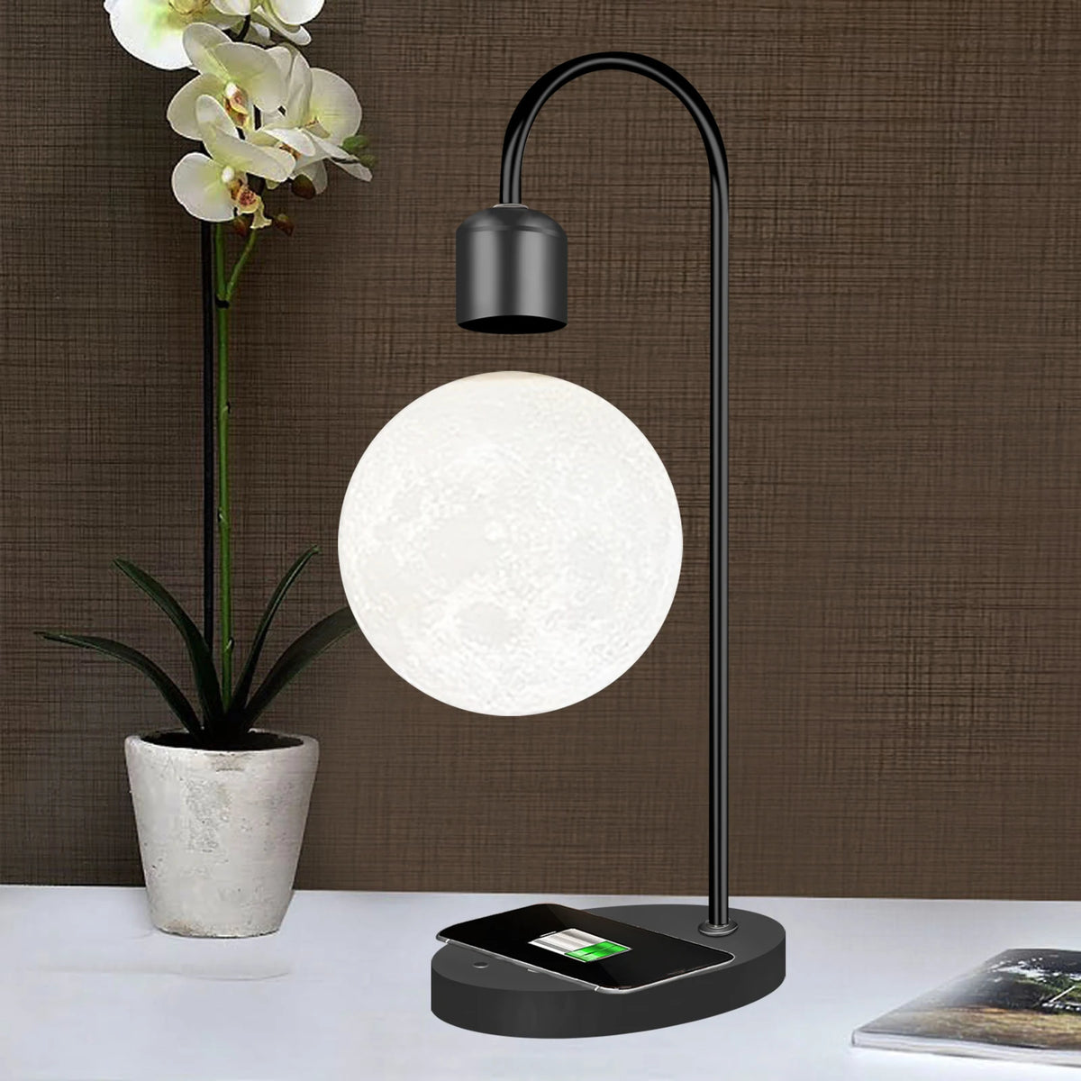 Lampe de lune en lévitation avec chargeur sans fil