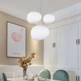 Suspension Blanche LED Créative Forme Galet pour Salle à Manger