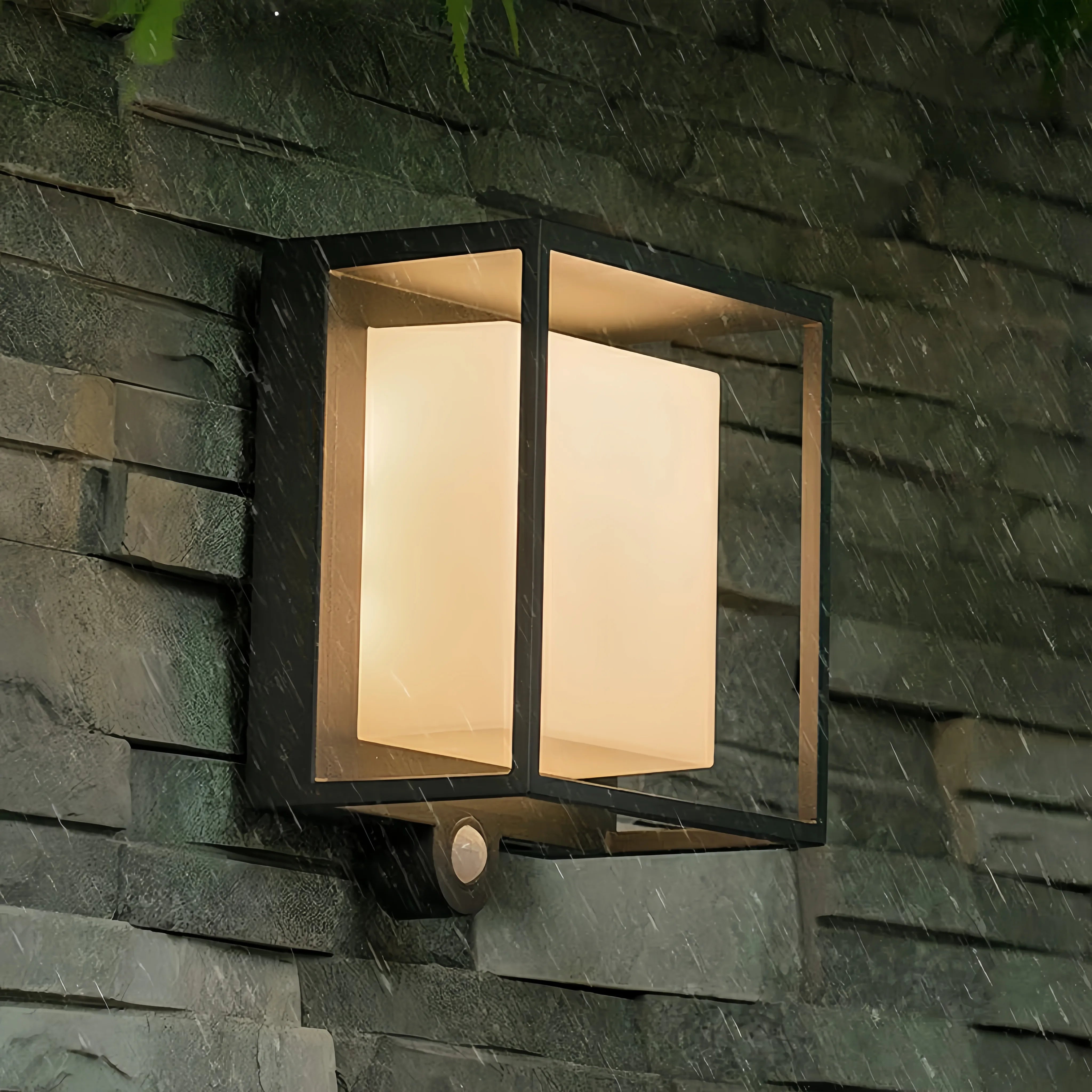 Applique Murale Extérieure LED Carrée avec Détecteur de Mouvement Moderne