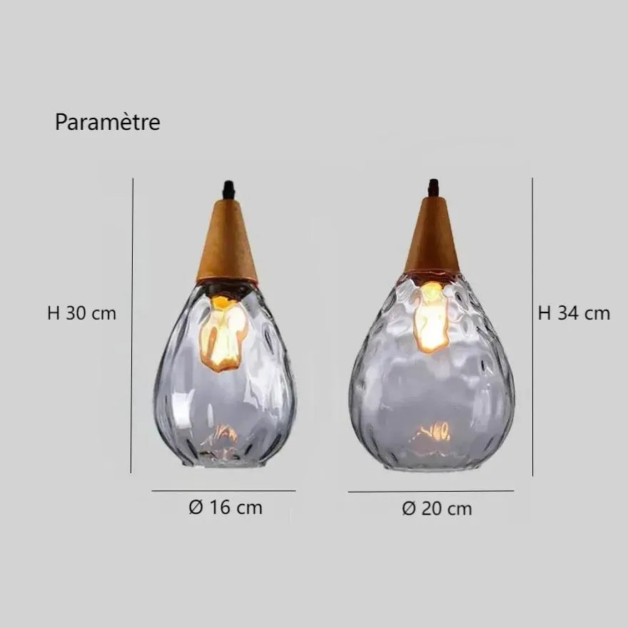 Suspension Goutte d'Eau en Verre Vintage pour Salle à Manger
