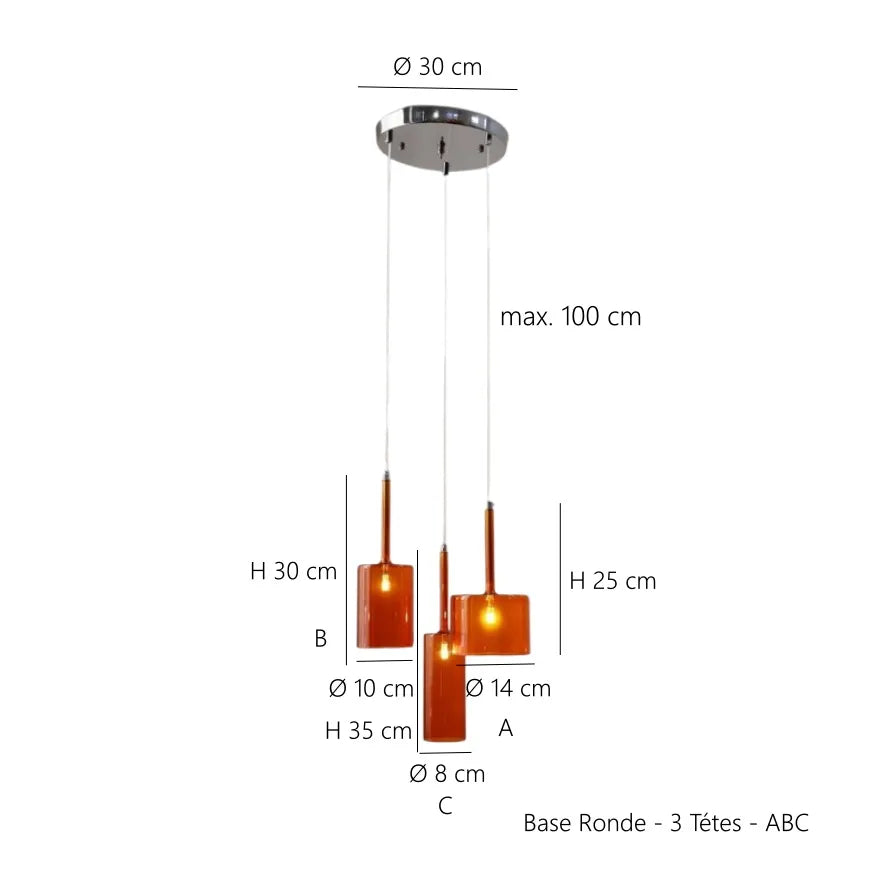 Suspension Simple Verre Cylindrique pour Salle à Manger