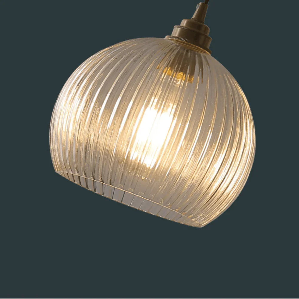 Pendante En Verre Sphérique Transparent À Rayures - Clowas.fr