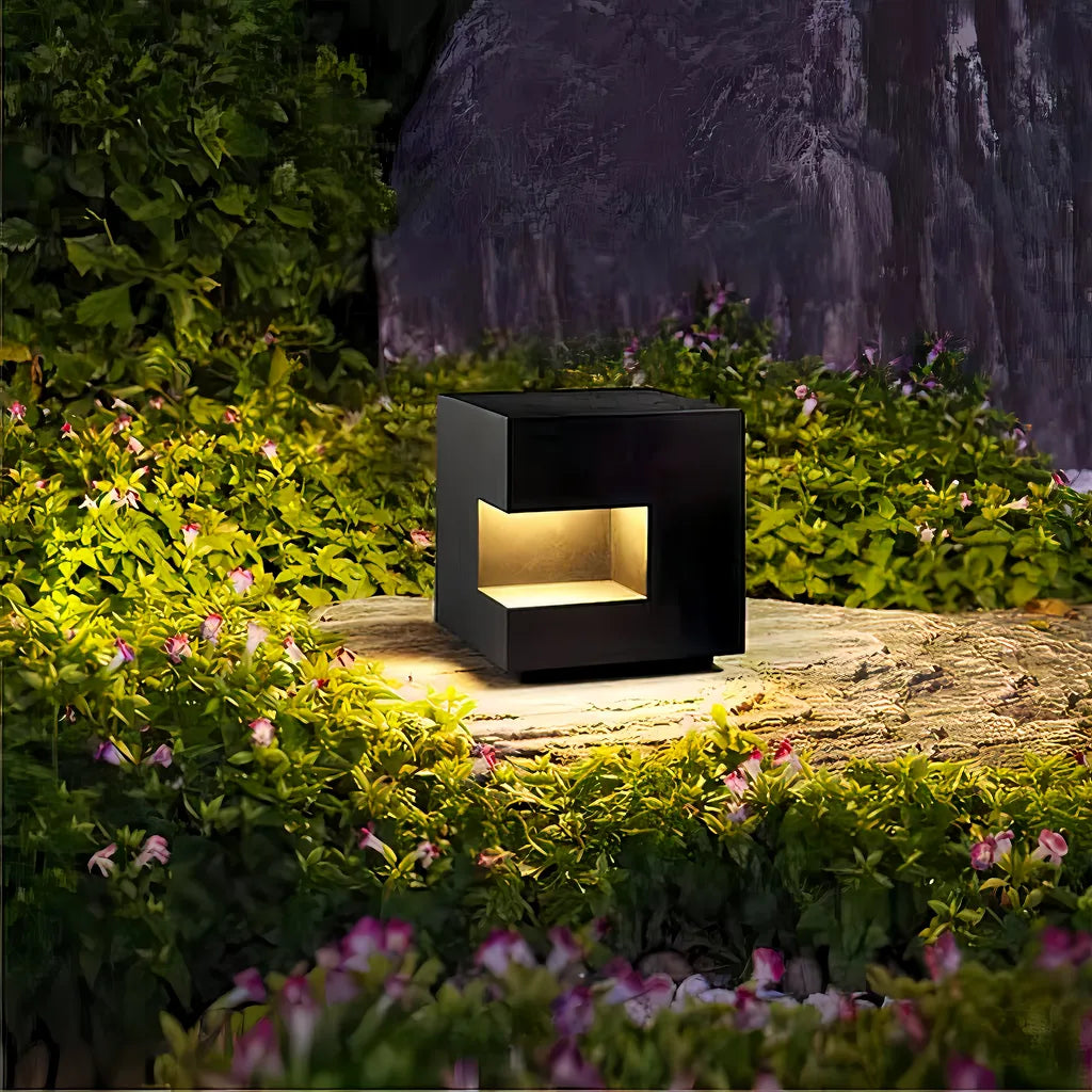 Lampadaire Solaire d’Allée de Jardin Sans Fil Noir Style Art Déco