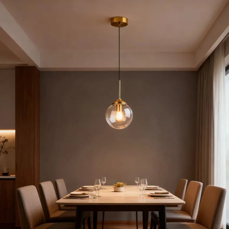 Suspension Boule en Verre Minimaliste pour Salle à Manger