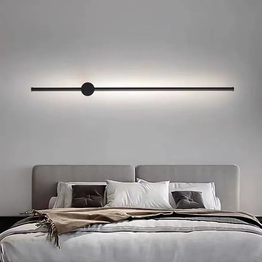 Applique Murale LED Noire Linéaire Minimaliste Rotative pour Chambre