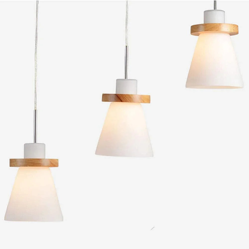 Lustre Simple En Bois Avec Abat-Jour Blanc Trapézoïdal - Clowas.fr