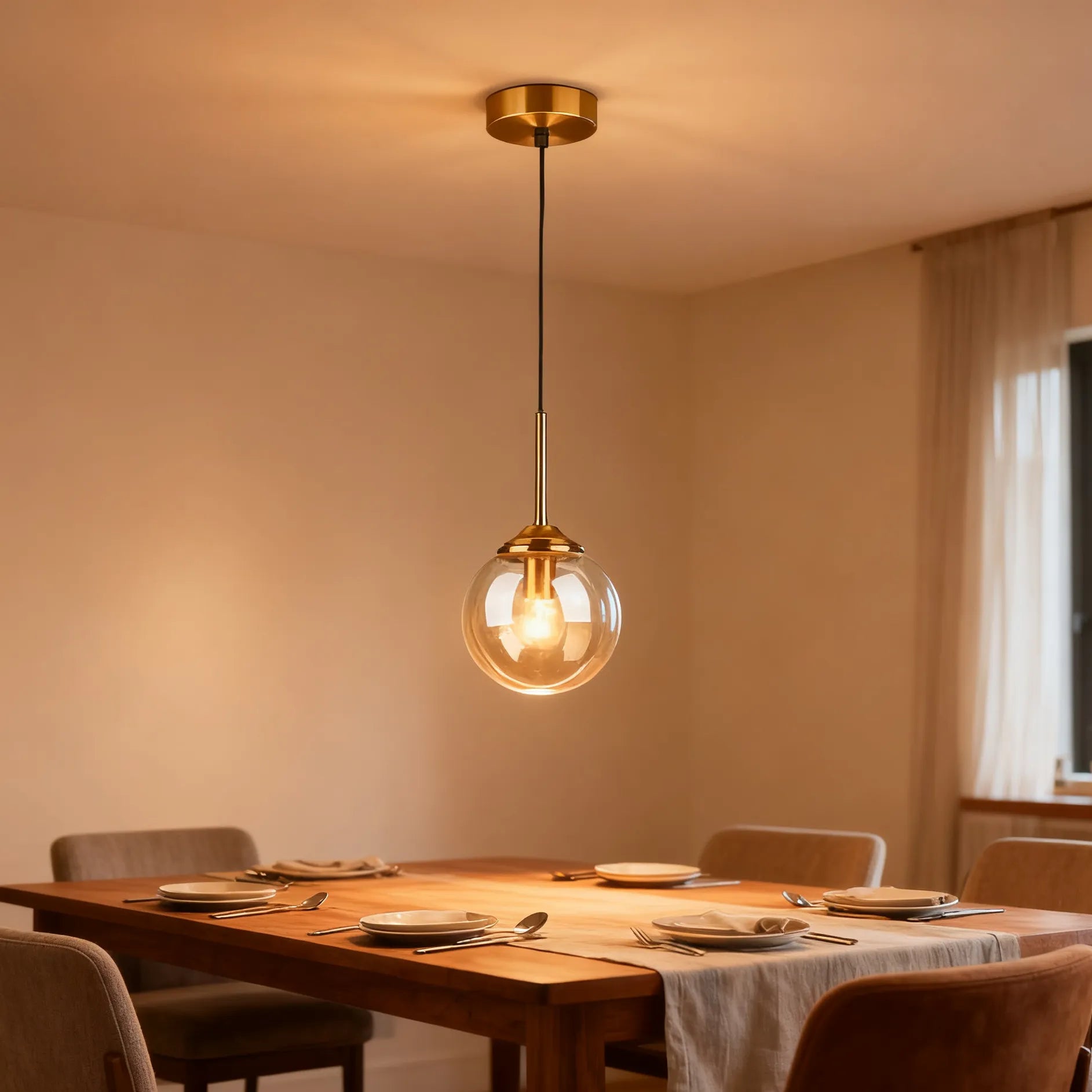Suspension Boule en Verre Minimaliste pour Salle à Manger