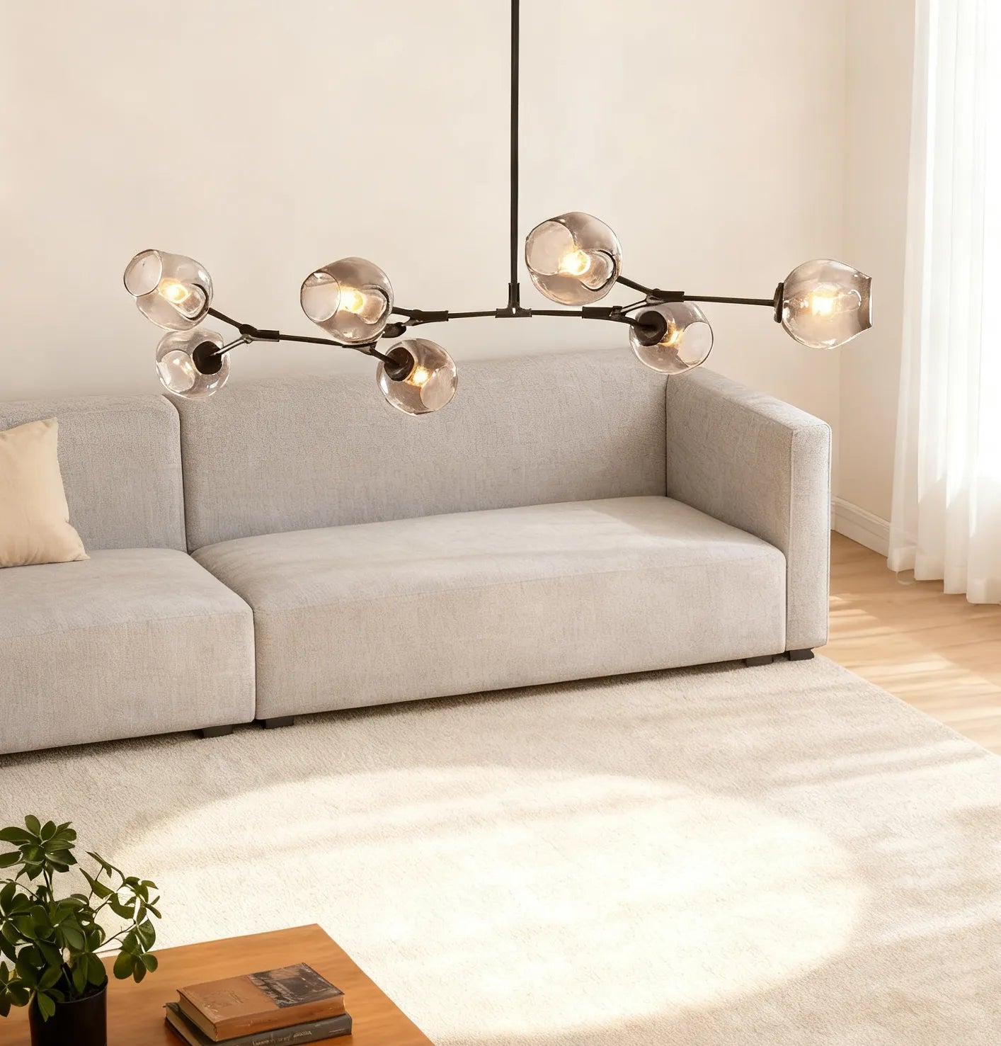 Lustre Créatif en Verre Moléculaire Rotatif pour Salon