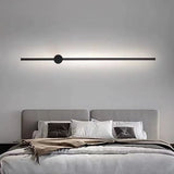 Applique Murale LED Noire Linéaire Minimaliste Rotative pour Chambre