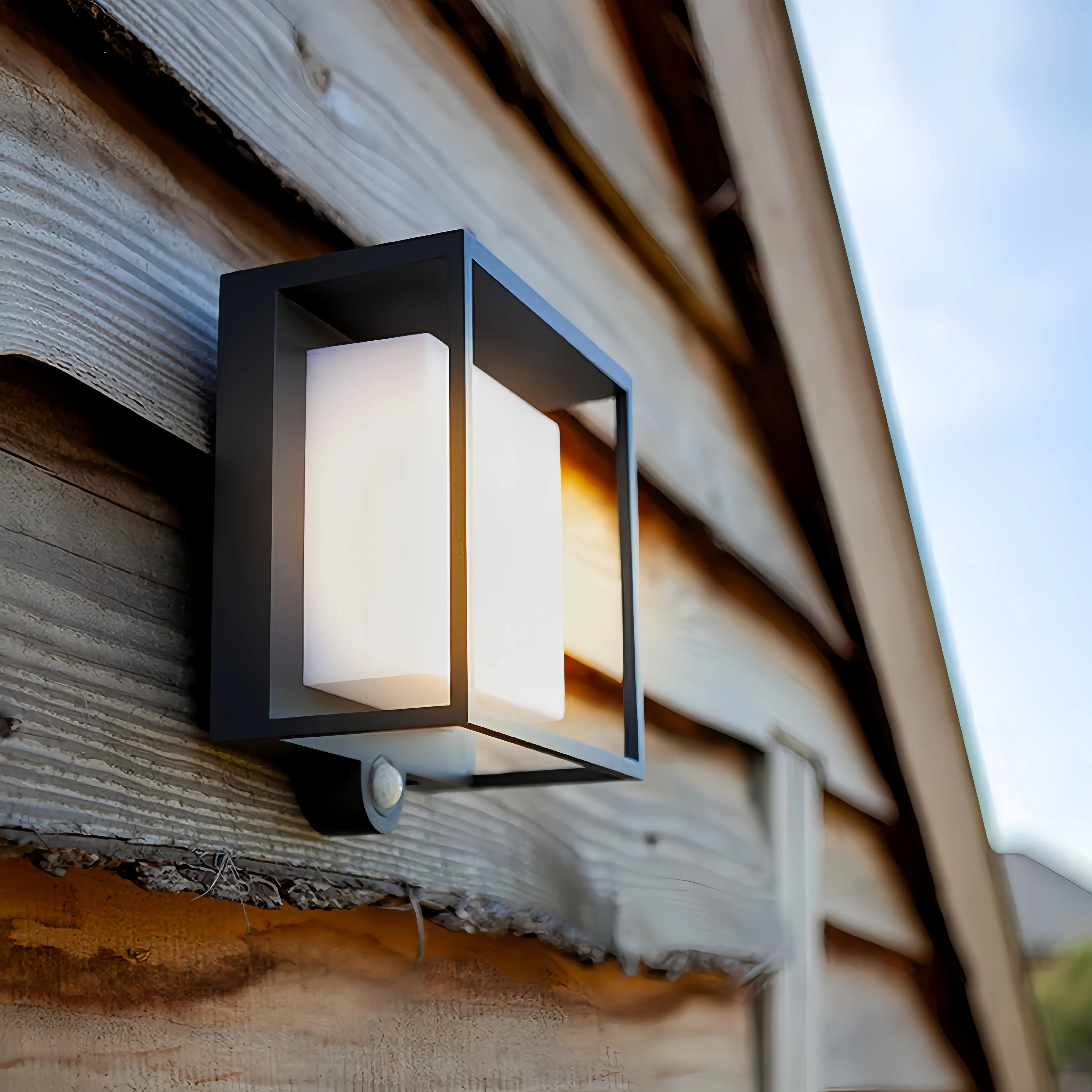 Applique Murale Extérieure LED Carrée avec Détecteur de Mouvement Moderne