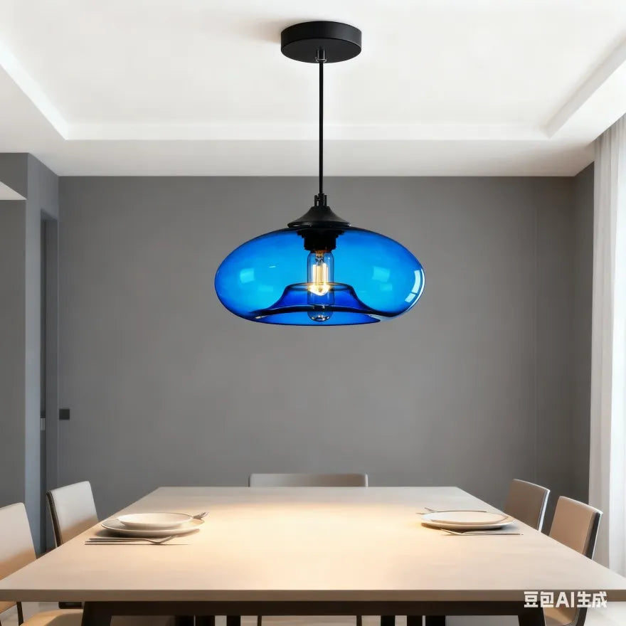 Suspension Moderne en Verre Ovale pour Salle à Manger