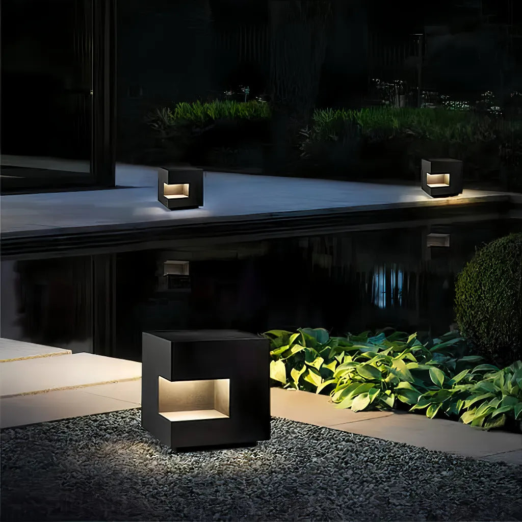 Lampadaire Solaire d’Allée de Jardin Sans Fil Noir Style Art Déco