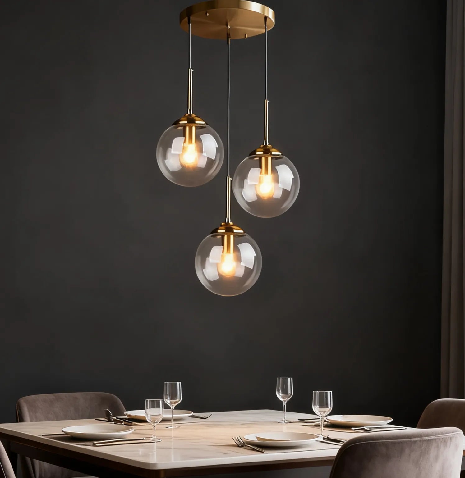 Suspension Boule en Verre Minimaliste pour Salle à Manger