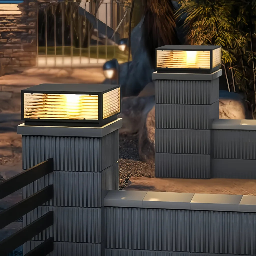 Lampe de Pilier LED Moderne IP65 en Métal Noir pour Allée de Jardin