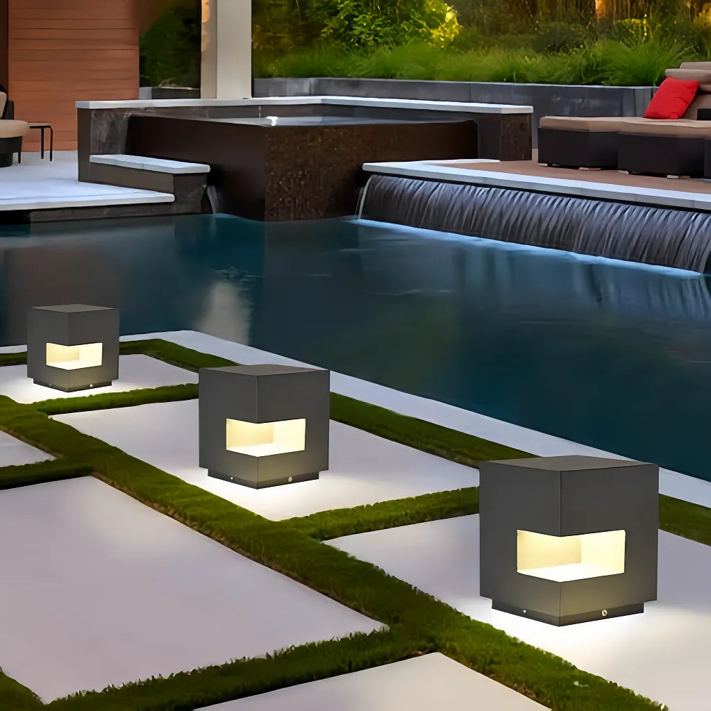 Lampadaire Solaire d’Allée de Jardin Sans Fil Noir Style Art Déco