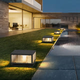 Lampe de Pilier LED Moderne IP65 en Métal Noir pour Allée de Jardin