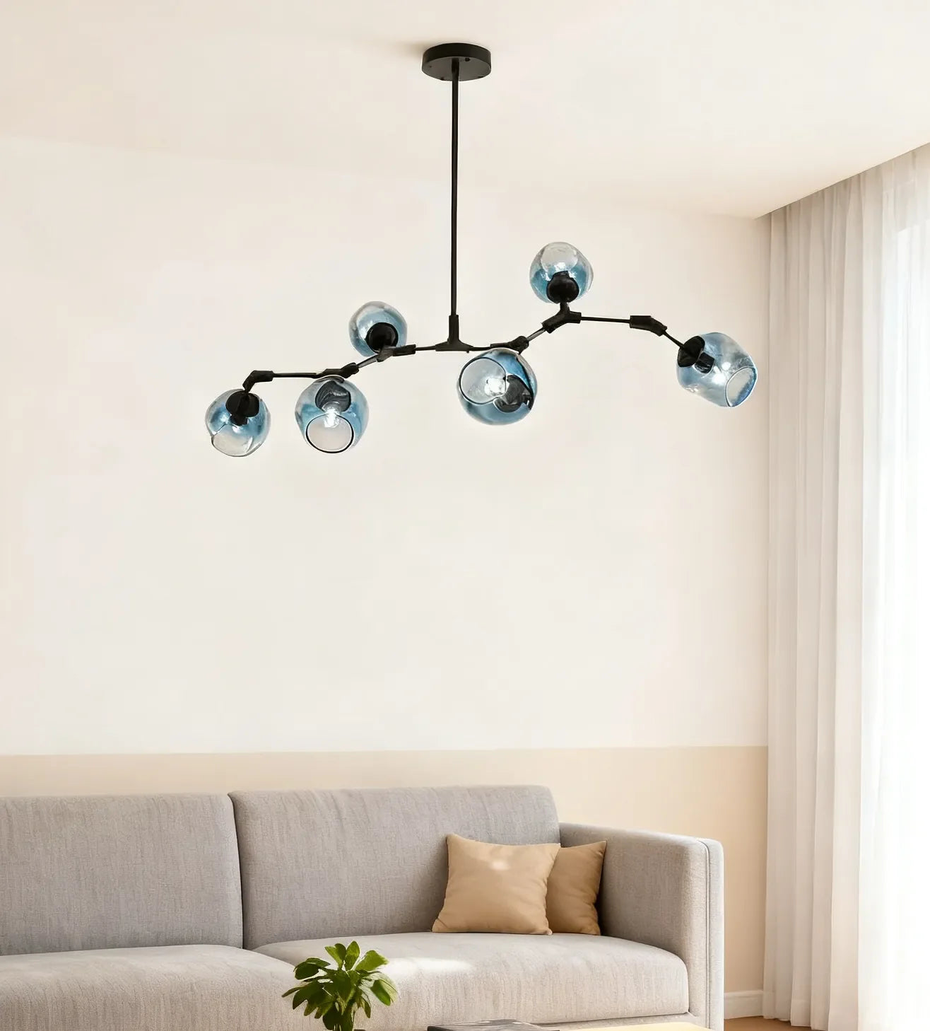 Lustre Créatif en Verre Moléculaire Rotatif pour Salon