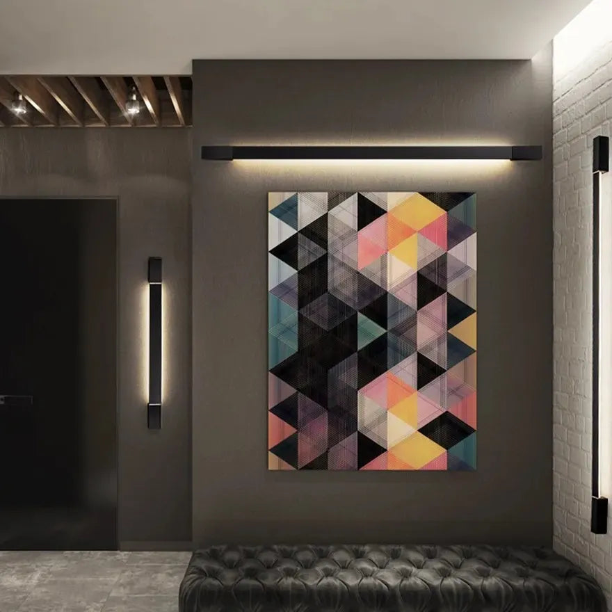 Applique Murale LED Noire Longue Minimaliste avec Tube Rotatif 350°